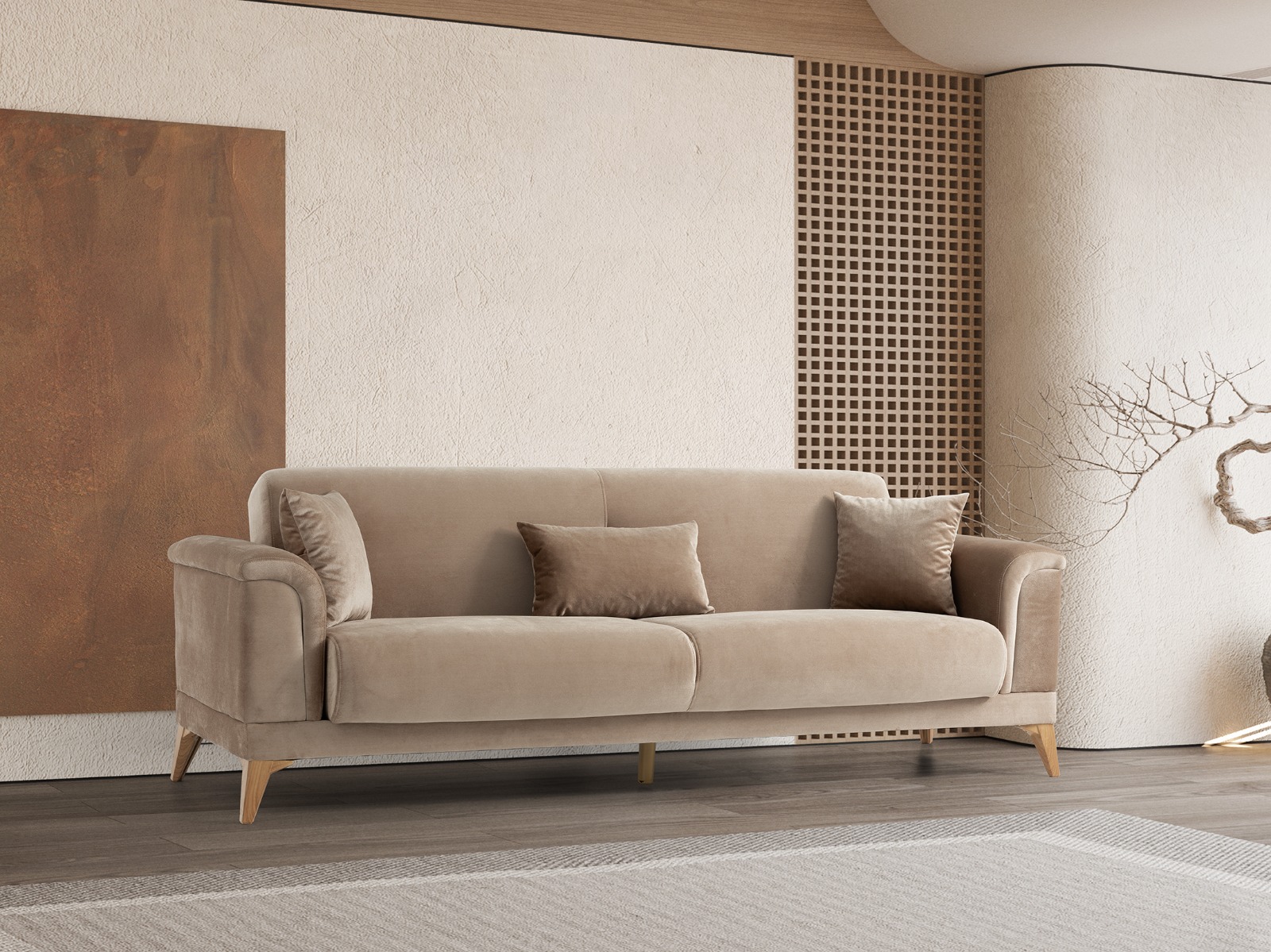 Trend Yatak İkon Modern Lüks Üçlü Kanepe - Estetik Salon Koltuğu - Kanepeler